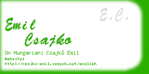 emil csajko business card